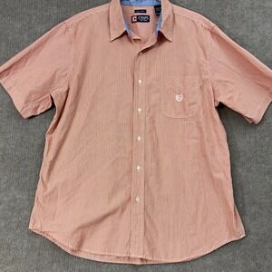 Chaps XL Coral Striped Short‎ Sleeve Button Up Shirt Menswear Casual